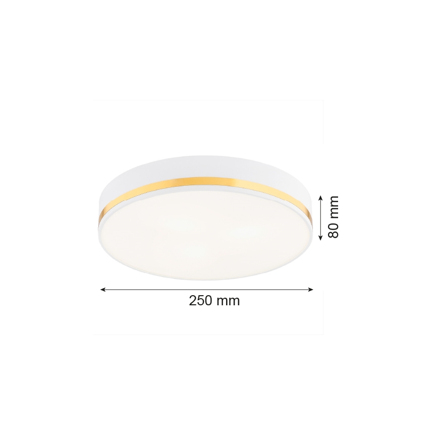 Argon 7034 - Loftlampe AMORE 2xE27/15W/230V diameter 25 cm hvid/gylden