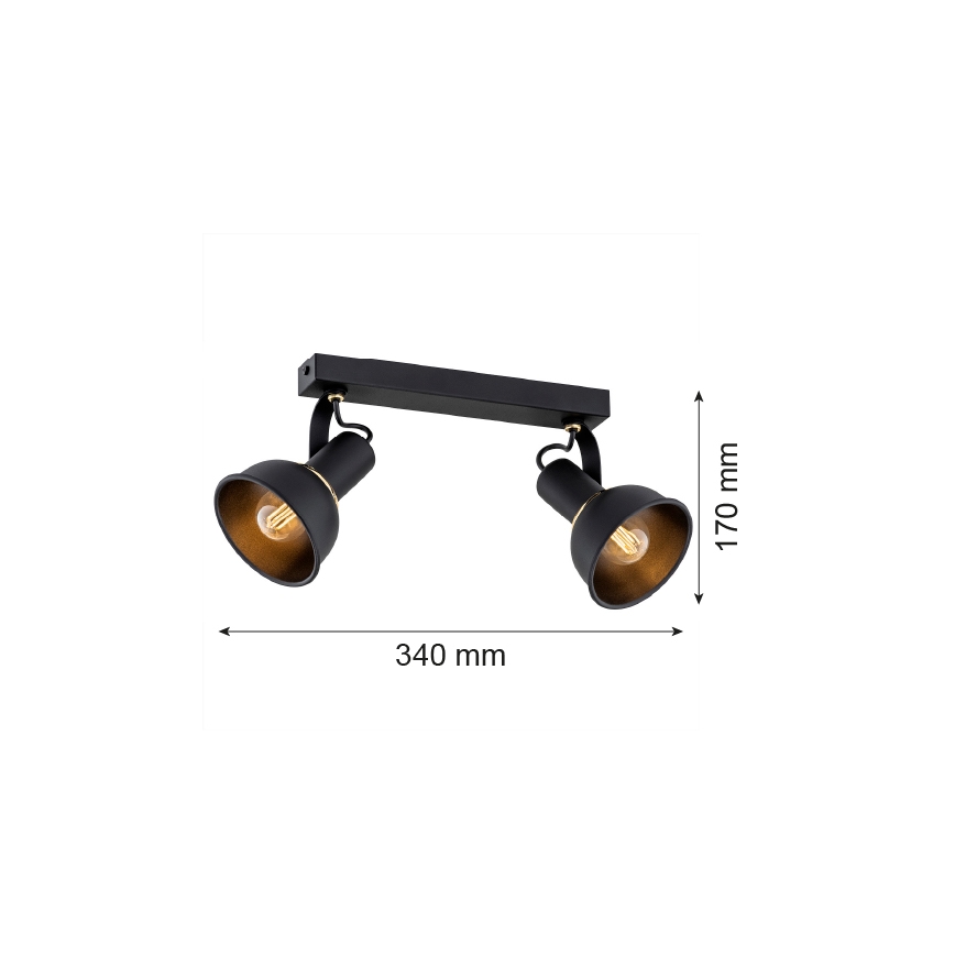 Argon 7037 - Spotlampe TWIST 2xE14/7W/230V sort/gylden