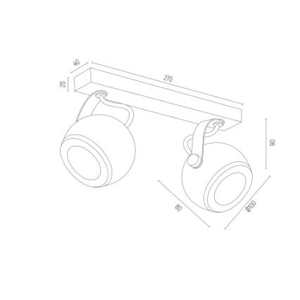 Argon 7039 - Spotlampe KOS PLUS 2xGU10/5W/230V sort/gylden