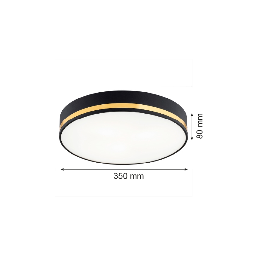 Argon 7041 - Loftlampe AMORE 2xE27/15W/230V diameter 35 cm sort/gylden
