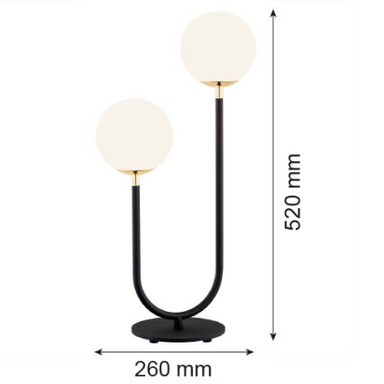 Argon 7072 - Bordlampe FERRONE 2xE14/7W/230V sort/hvid/gylden