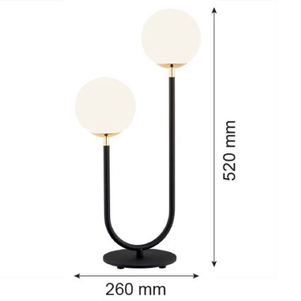 Argon 7072 - Bordlampe FERRONE 2xE14/7W/230V sort/hvid/gylden