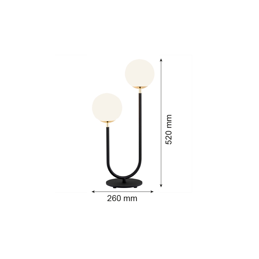 Argon 7072 - Bordlampe FERRONE 2xE14/7W/230V sort/hvid/gylden