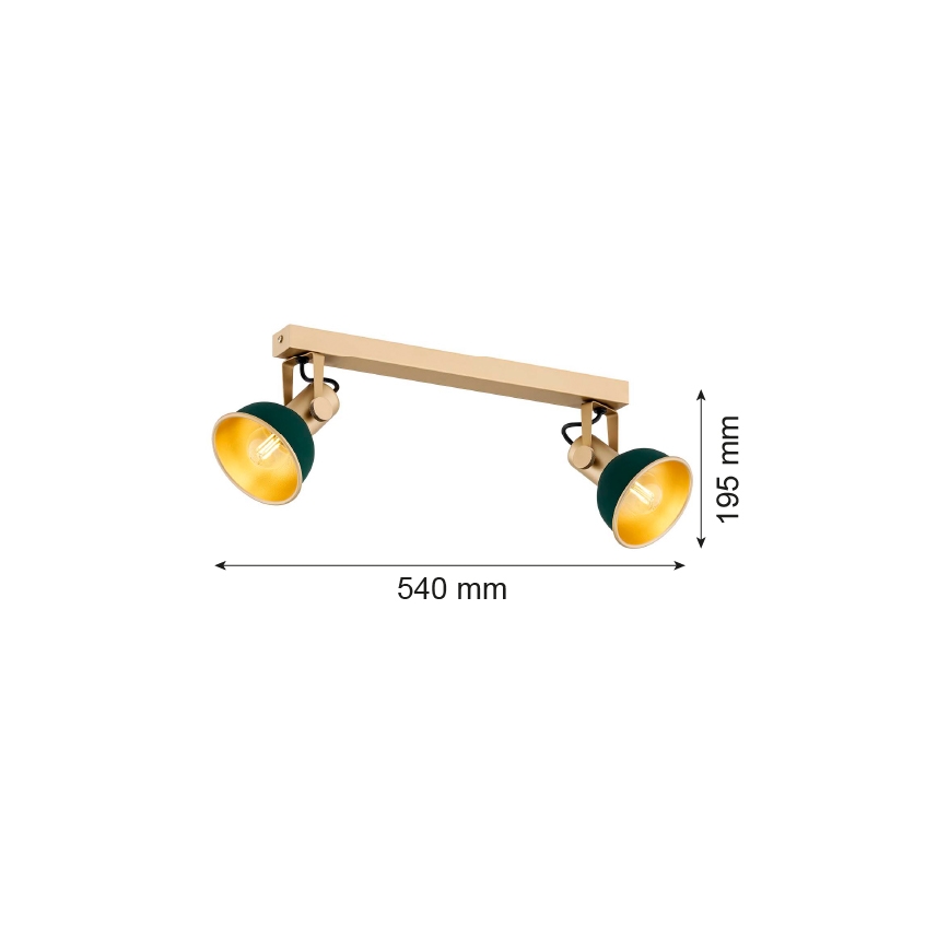 Argon 7143 - Spotlampe LENORA 2xE14/7W/230V guldfarvet/grøn