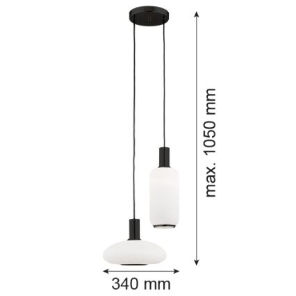 Argon 7214 - Pendel SAGUNTO PLUS 2xE27/15W/230V sort