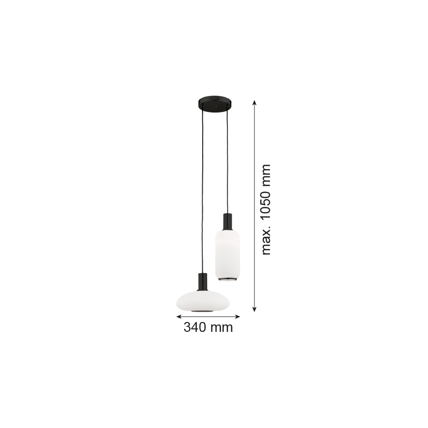 Argon 7214 - Pendel SAGUNTO PLUS 2xE27/15W/230V sort