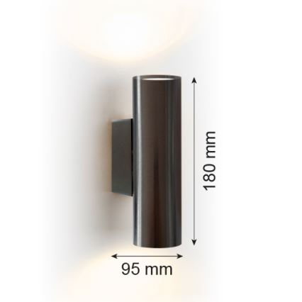 Argon 7231 - Væglampe MITOS PLUS 2xGU10/5W/230V sort