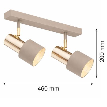Argon 7299 - Spotlampe DOR 2xE27/15W/230V guld/beige
