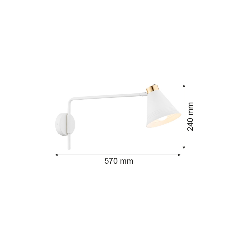 Argon 8007 - Væglampe AVALONE 1xE27/15W/230V 57 cm hvid/gylden