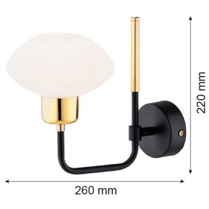 Argon 8032 - Væglampe RAVELLO 1xE14/15W/230V sort/guld