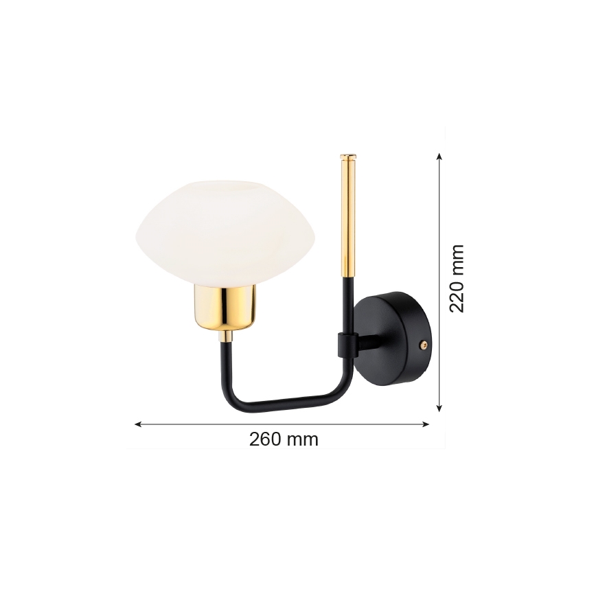 Argon 8032 - Væglampe RAVELLO 1xE14/15W/230V sort/guld