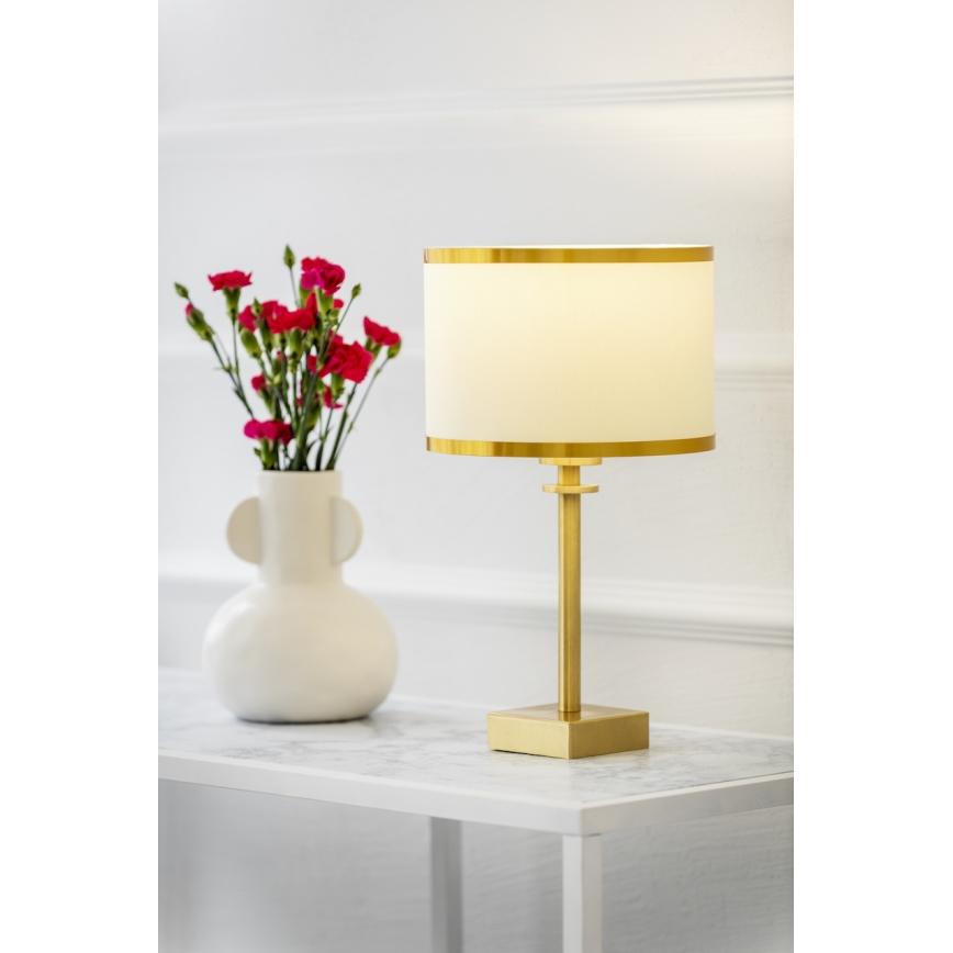 Argon 8047 - Bordlampe ABBANO 1xE27/15W/230V messing/hvid