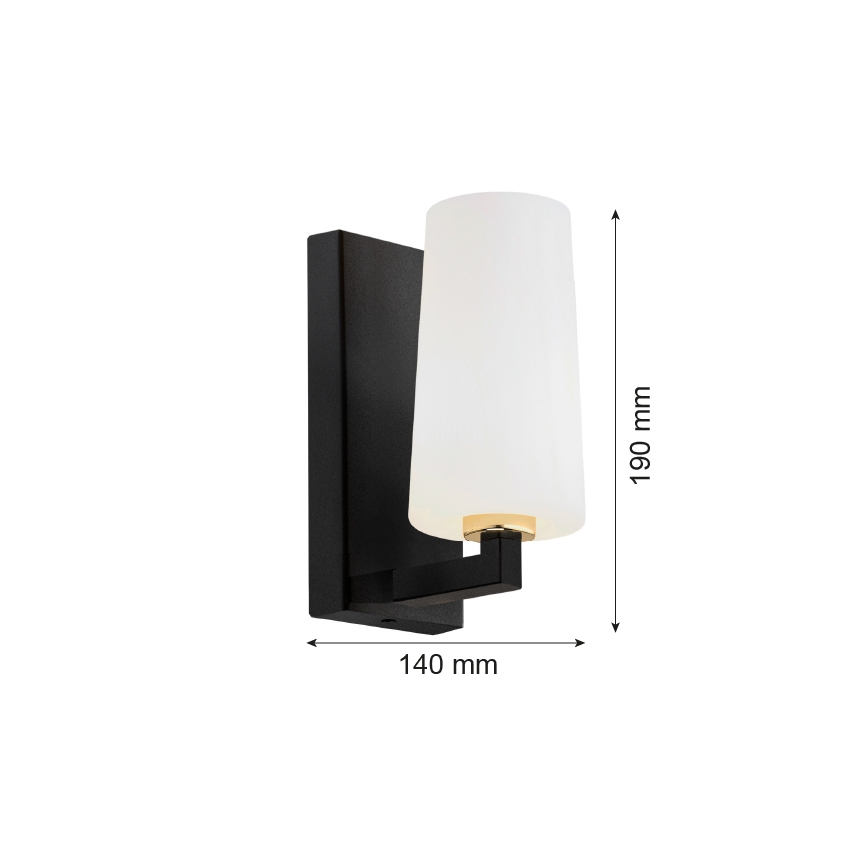 Argon 8056 - Væglampe CAMELOT PLUS 1xE27/15W/230V sort/hvid/gylden