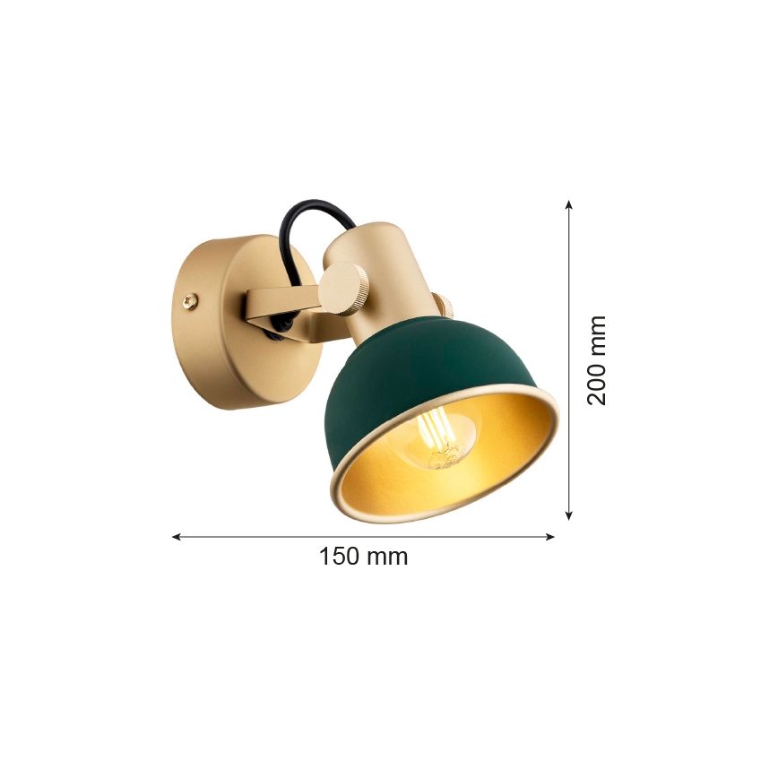 Argon 8247 - Spotlampe LENORA 1xE14/7W/230V guldfarvet/grøn
