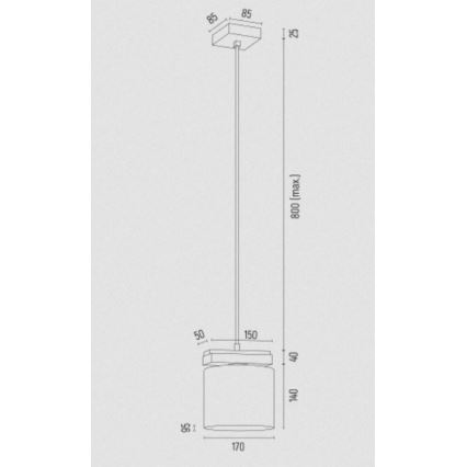 Argon 8276 - Pendel CANOA 1xE27/15W/230V sort