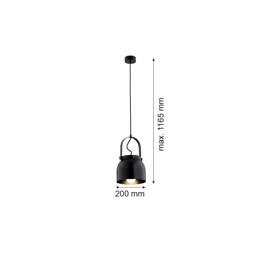 Argon 8281 - Pendel LOGAN 1xE27/15W/230V diameter 20 cm sort