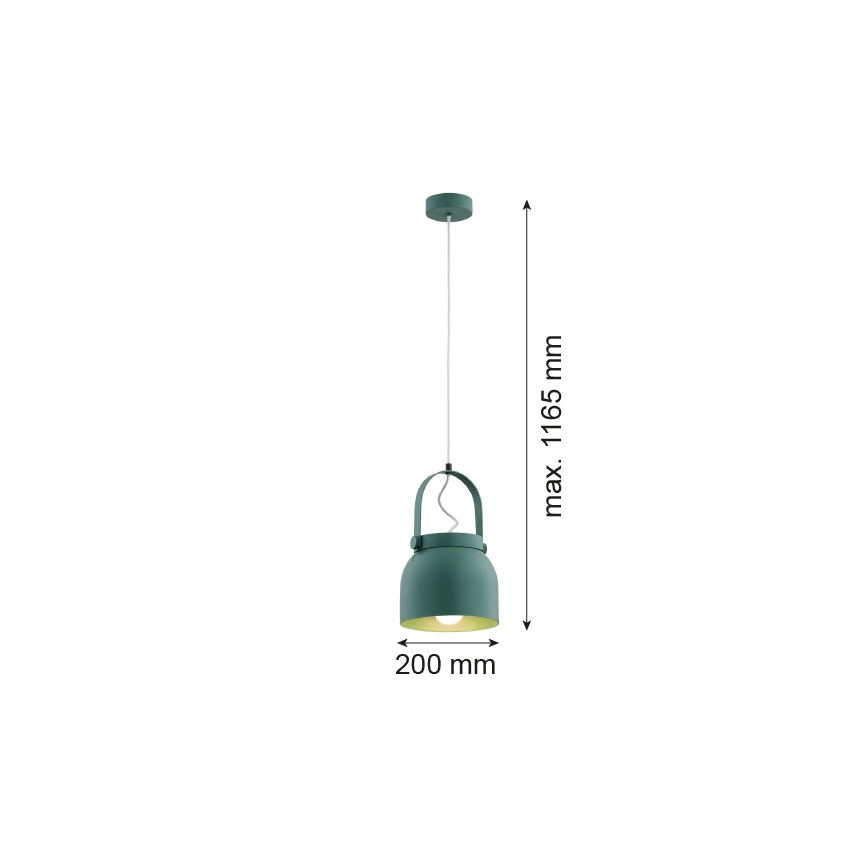 Argon 8283 - Pendel LOGAN 1xE27/15W/230V diameter 20 cm grøn