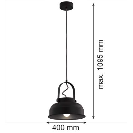 Argon 8285 - Pendel DAKOTA 1xE27/15W/230V sort