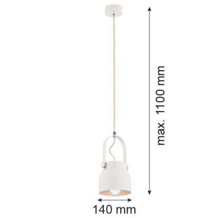 Argon 8290 - Pendel LOGAN 1xE27/15W/230V diameter 14 cm hvid