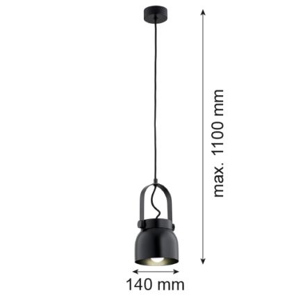 Argon 8291 - Pendel LOGAN 1xE27/15W/230V diameter 14 cm sort