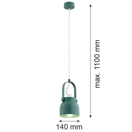 Argon 8293 - Pendel LOGAN 1xE27/15W/230V diameter 14 cm grøn