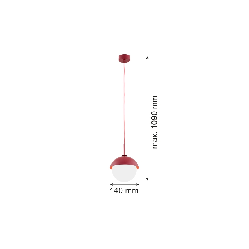 Argon 8296 - Pendel CAPPELLO 1xE27/15W/230V rød