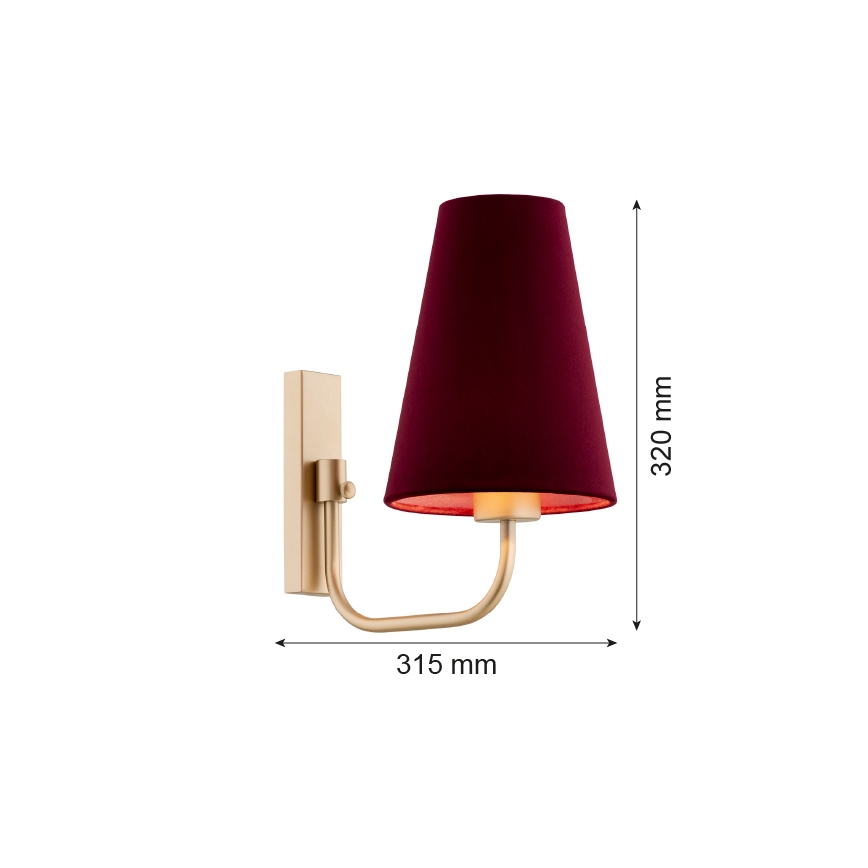Argon 8313 - Væglampe SAFIANO 1xE27/15W/230V burgundy