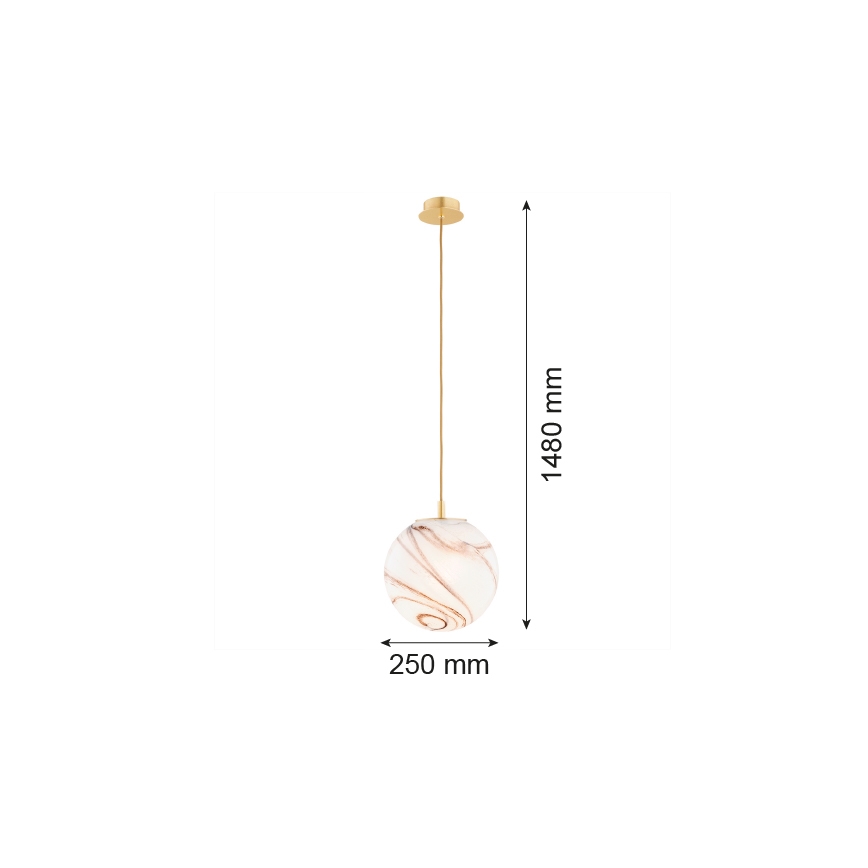 Argon 8447 - Pendel ALMIROS 1xE27/15W/230V diameter 25 cm alabast guldfarvet
