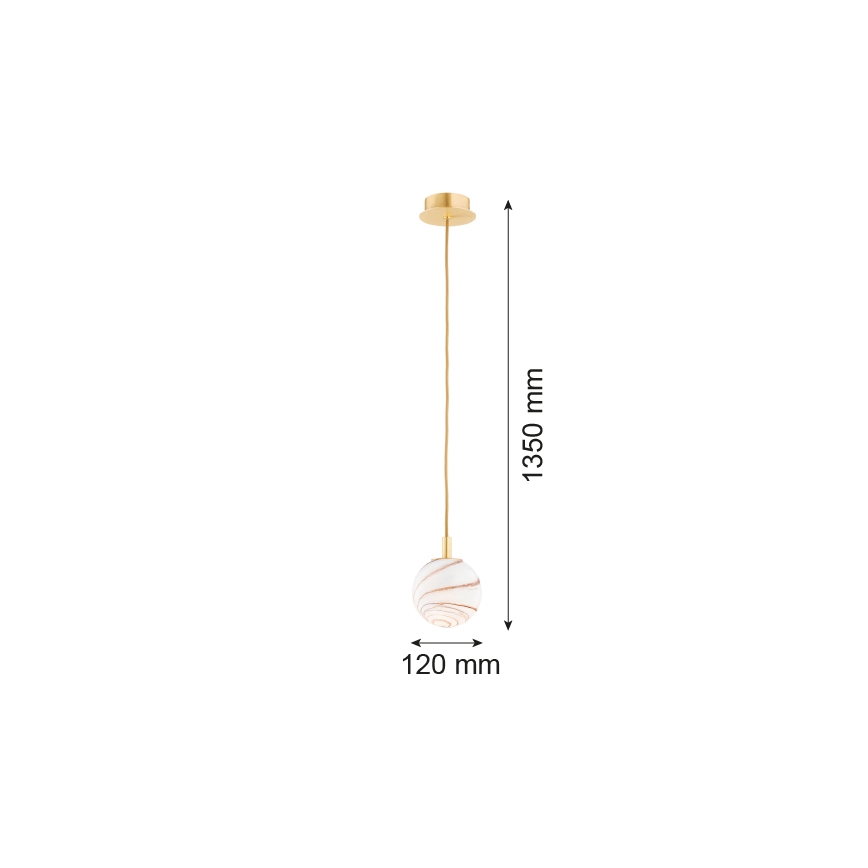Argon 8450 - Pendel ALMIROS 1xE14/7W/230V diameter 12 cm alabast guldfarvet