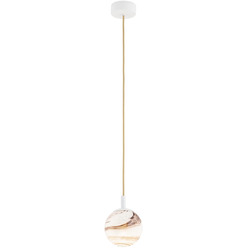Argon 8451 - Pendel ALMIROS 1xE14/7W/230V diameter 12 cm alabast hvid/guldfarvet