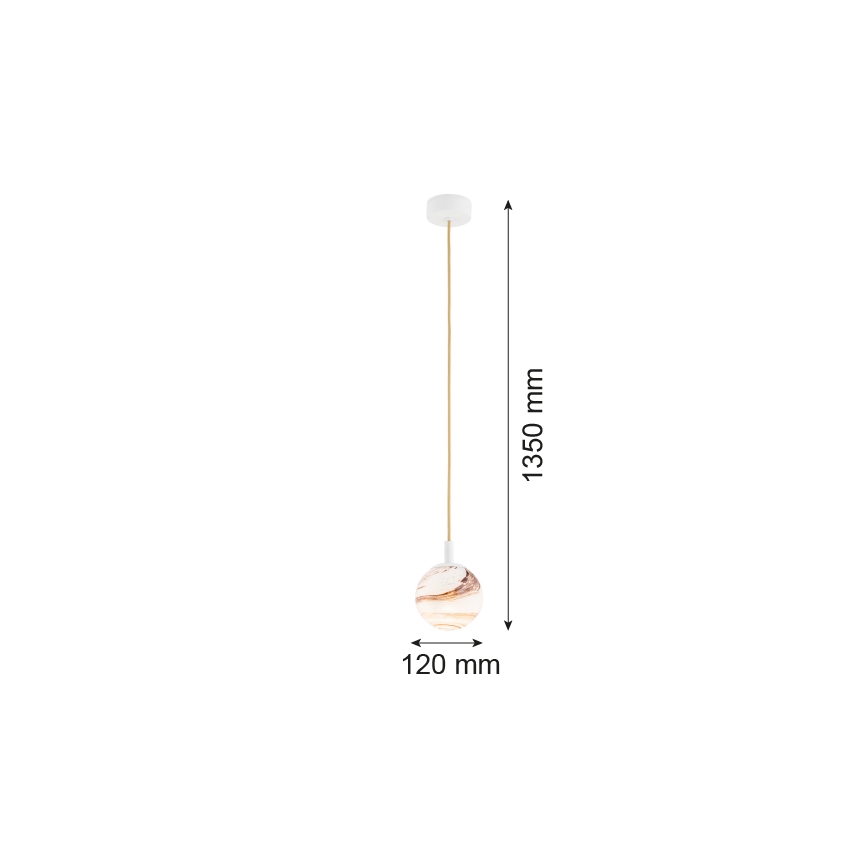 Argon 8451 - Pendel ALMIROS 1xE14/7W/230V diameter 12 cm alabast hvid/guldfarvet