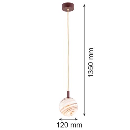 Argon 8452 - Pendel ALMIROS 1xE14/7W/230V diameter 12 cm alabast brun/guldfarvet