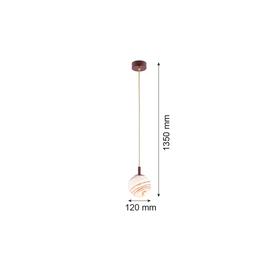 Argon 8452 - Pendel ALMIROS 1xE14/7W/230V diameter 12 cm alabast brun/guldfarvet