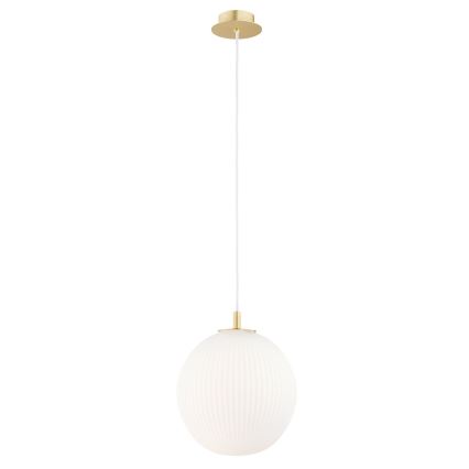 Argon 8507 - Pendel PALOMA 1xE27/15W/230V diameter 25 cm guldfarvet/hvid