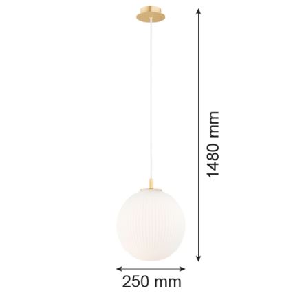 Argon 8507 - Pendel PALOMA 1xE27/15W/230V diameter 25 cm guldfarvet/hvid