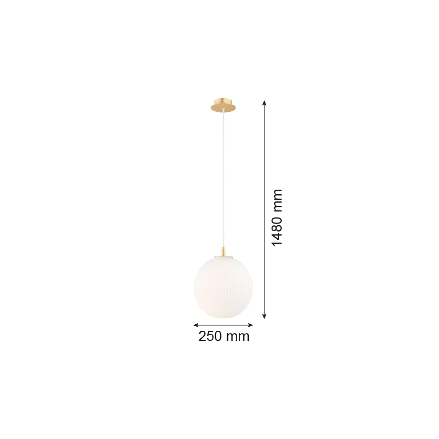 Argon 8507 - Pendel PALOMA 1xE27/15W/230V diameter 25 cm guldfarvet/hvid