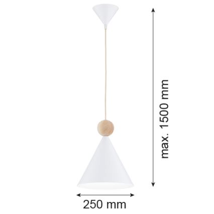 Argon 8629 - Pendel KEGEL 1xE27/15W/230V hvid