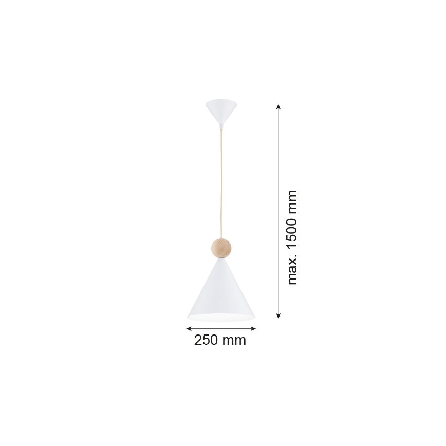Argon 8629 - Pendel KEGEL 1xE27/15W/230V hvid