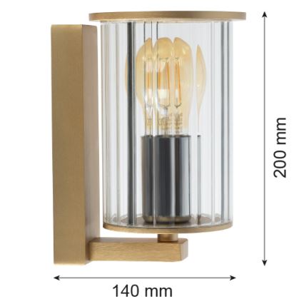 Argon 8752 - Udendørs væglampe NORFOLK 1xE27/15W/230V IP44 guldfarvet