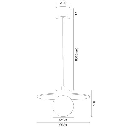 Argon 8949 - Pendel med kabelophæng BOLL 1xG9/6W/230V hvid
