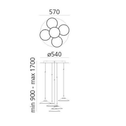 Artemide 0355030A - LED pendel dæmpbar ORSA CLUSTER LED/37W/230V 3000K