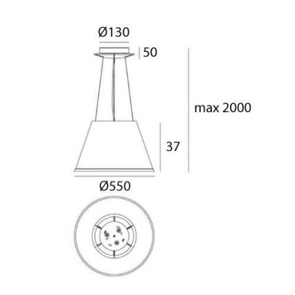 Artemide 1124110A - Pendel CHOOSE MEGA 3xE27/12W/230V diameter 55 cm hvid