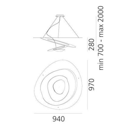 Artemide 1239010A - Pendel PIRCE 1xR7s/11W/230V 97 cm hvid
