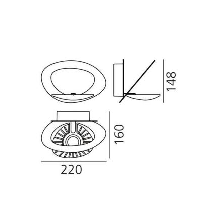 Artemide 1248020A - LED vægspot dæmpbar PIRCE LED/27W/230V 3000K guldfarvet