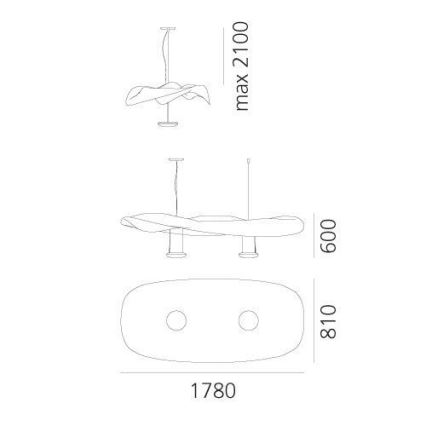 Artemide 1513010A - Pendel COSMIC ENGEL 2xR7s/11W/230V skinnende krom