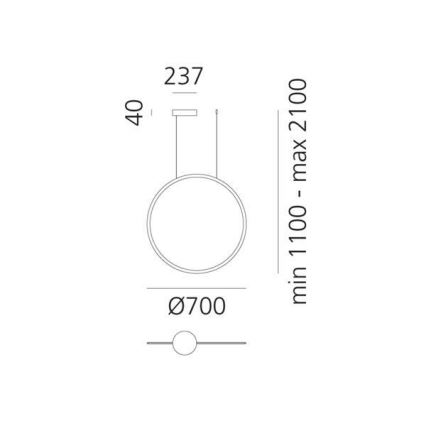 Artemide 1992030APP - LED pendel dæmpbar DISCOVERY LED/40W/230V 3000K sort