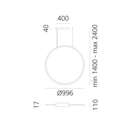 Artemide 1993330APP - LED pendel m. RGBW-farver dæmpbar DISCOVERY LED/59W/230V 2700-6500K sort