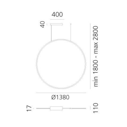 Artemide 1994330APP - LED pendel m. RGBW-farver dæmpbar DISCOVERY LED/79W/230V 2700-6500K sort