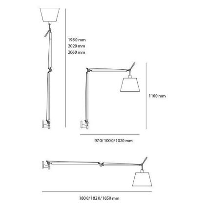 Artemide AR 0564010A+AR 0780030A+AR 0779010A KOMPLET - Gulvlampe TOLOMEO MEGA 1xE27/150W/230V