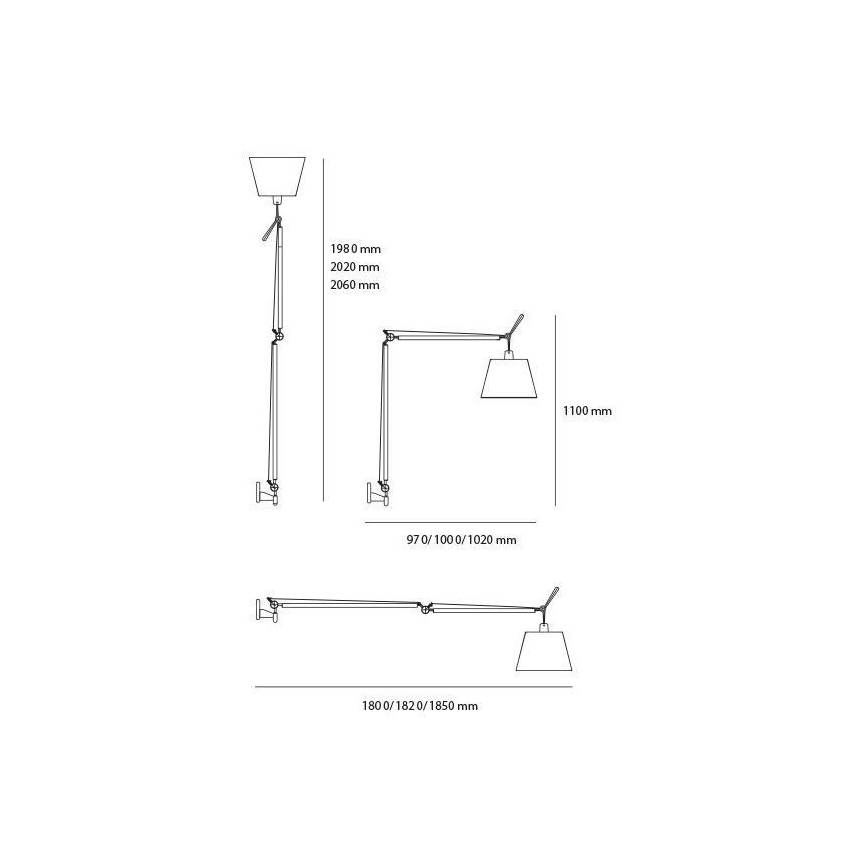 Artemide AR 0564010A+AR 0780030A+AR 0779010A KOMPLET - Gulvlampe TOLOMEO MEGA 1xE27/150W/230V